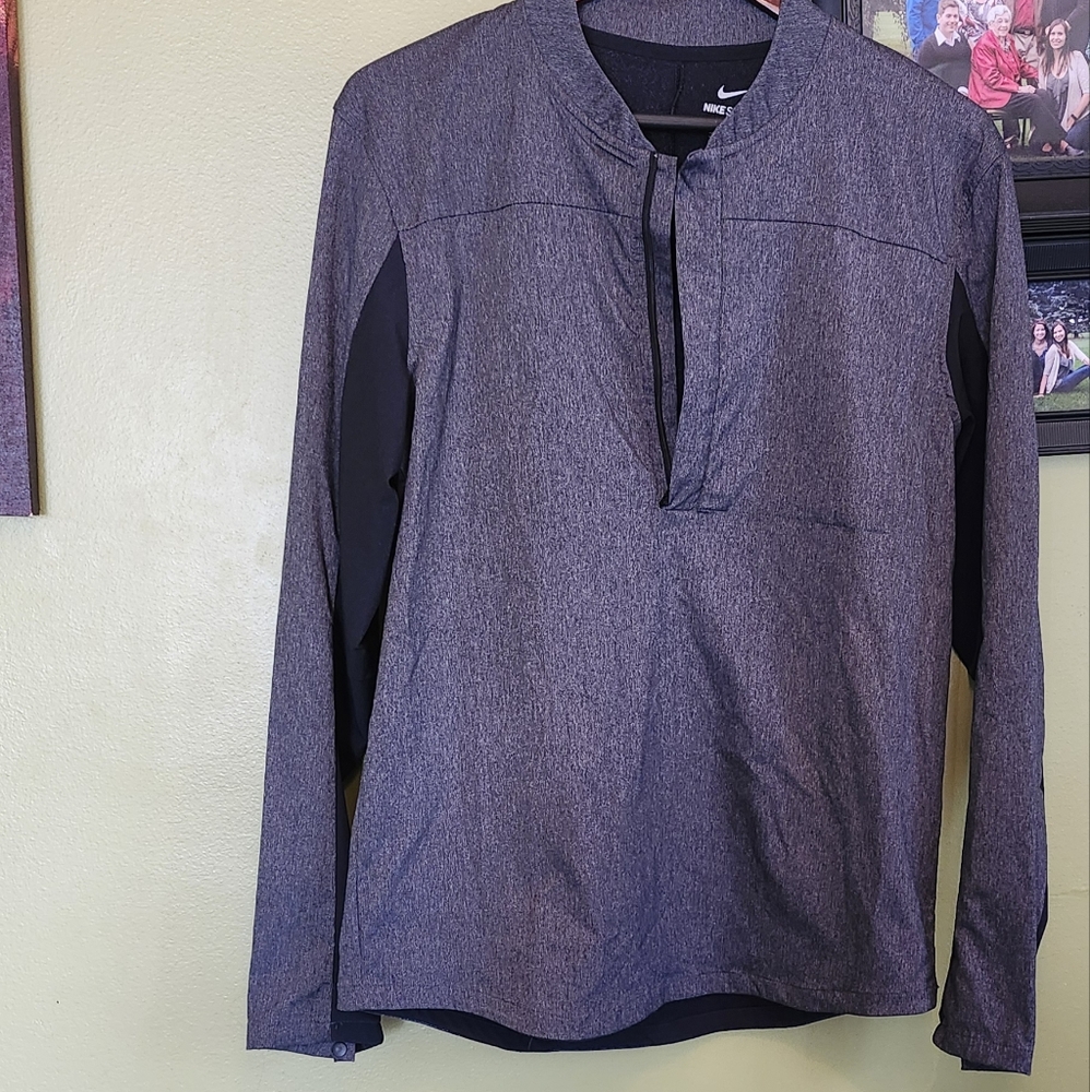 Nike Mens Golf Shirt Half Zip Jacket Size Small Grey And Black